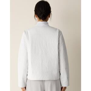 Eileen Fisher 100% Silk Quilted Open Front Jacket – Ivory – Medium – GUC
